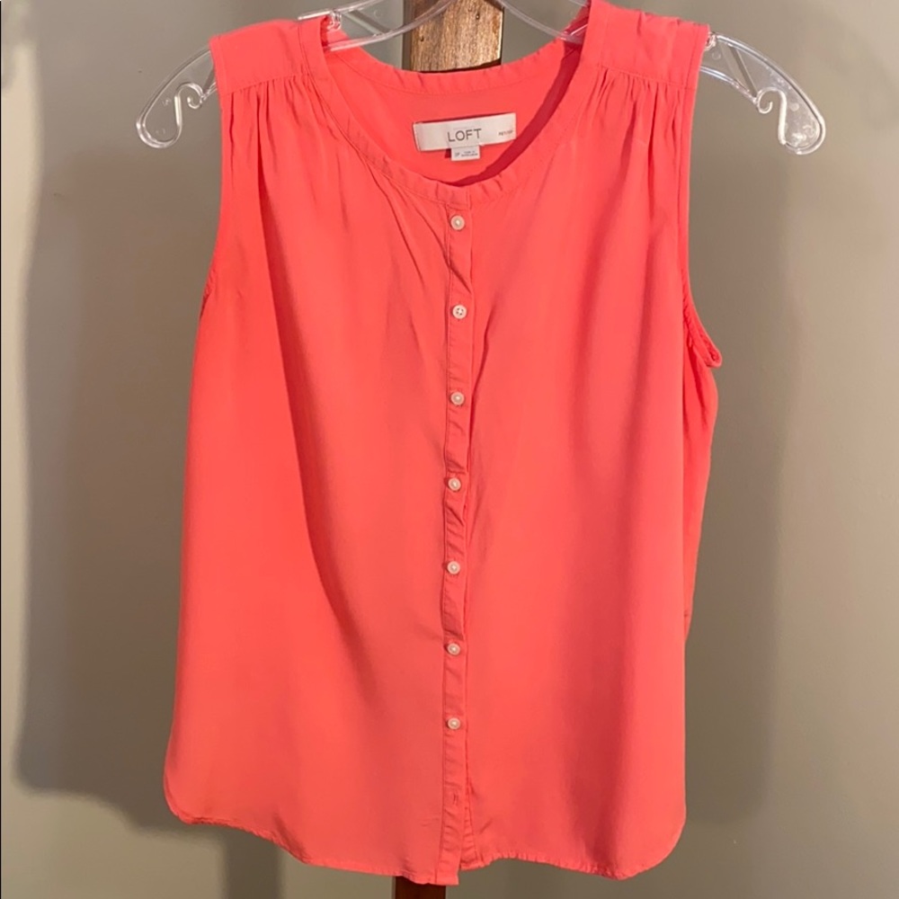 Loft Coral Button Down Tank Top
